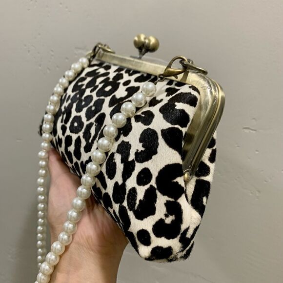 Handmade Real hair-on-horsehide Leopard printed Clutch/Evening bag & 2 Straps - Picture 12 of 16